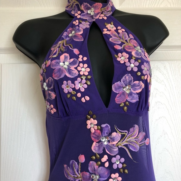 Purple hand painted mini dress from Miami! - Picture 2 of 8